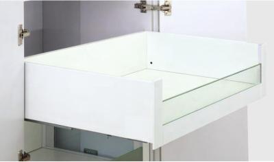 China Silence Mounting Twin Wall High Inner Drawer With Glass Front Panel Soft Closing for sale