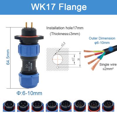 China Sp Series Plug Socket Threaded Waterproof Power Connector IP68 Wk17 Flange Circular for sale