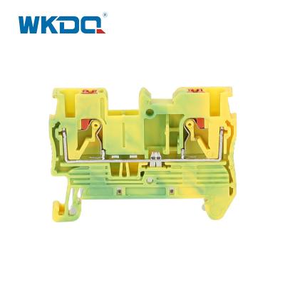 China JPT 2.5-PE Push Fit Grounding Terminal Block Connector 31A Rated Current 24-12 AWG Conductor Size Green and Yellow for sale