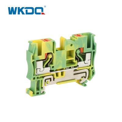 China JPT 6-PE Phoenix Push In Terminal Block Connector PT Feed Through Grounding Protective PE Modular Green and Yellow for sale