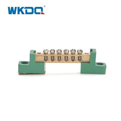 China Green Terminal Bus Bar Screw Connection Electrical Ground Terminal Block With Holder for sale