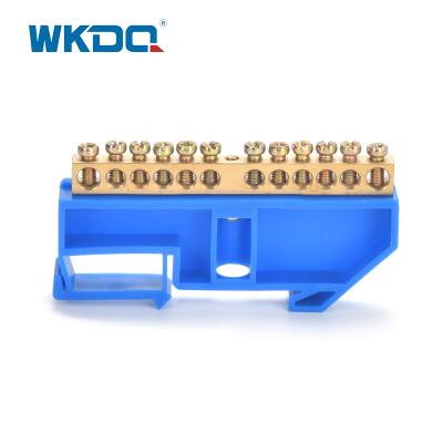 China Bloque de terminales 500V/17.5A azul de la barra de distribución neutral terminal montada sobre carriles de la barra de distribución del dinar en venta
