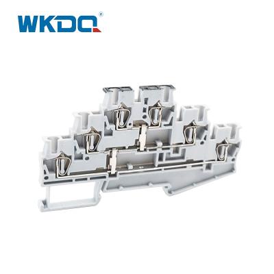 China 3 Layer Spring Cage Space Saving Terminal Block With Equipotential Bonder for sale