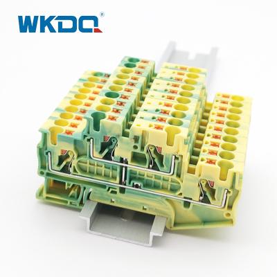 China JPTTB 4 - PE 2 Layer Push In Ground Terminal Block  Din Rail 4 Contacts for sale