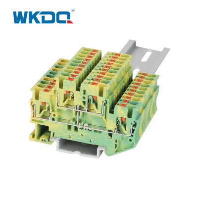 China Easily Inserted Electrical Terminal Block Yellow and Green Durable Wire Connector Block for sale