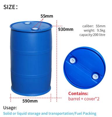 Chine Le HDPE baril bleu de tambour de 55 gallons a adapté 200 litres aux besoins du client ISO9001 à vendre
