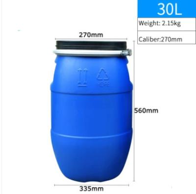 China Prenda impermeable de tragante abierto del barril 30L de los tambores plásticos plásticos azules de Tighthead en venta