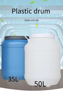 China Reusable 50L Plastic Chemical Container With Lid HDPE White Round for sale