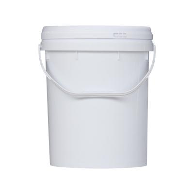 China HDPE 20 Liter Paint Bucket Cylindrical 20L White Plastic Bucket With Lid for sale