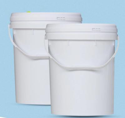 China Cylindrical White Plastic Buckets Food Grade 5 Gallon Paint Buckets HDPE for sale