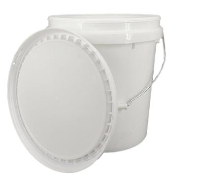 China Cylindrical Food Grade Plastic Bucket With Handle Lid 20L White for sale