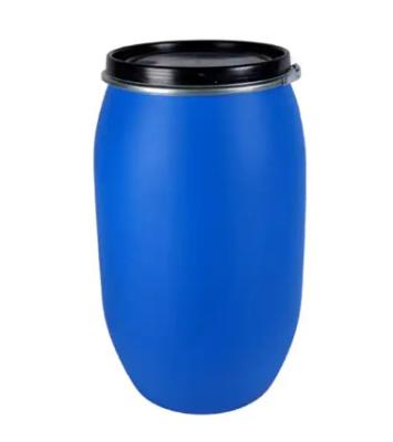 China 60 Litre HDPE Open Top Blue Plastic Drum Iron Stirrup Barrel for sale