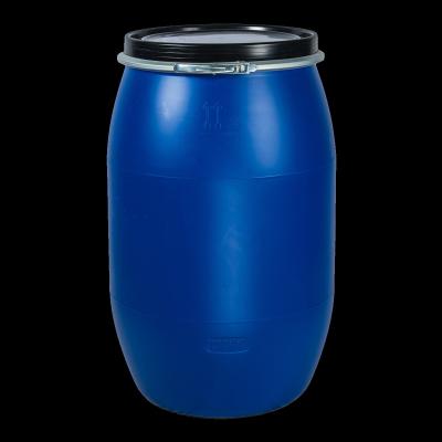 China Tambor de barril de plástico azul de 200L con mango y aro de acero para almacenamiento químico en venta