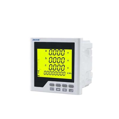 China Slim type amp,volt,hz 96*96mm Three Phase LCD Multi-function digital panel Power Multimeters for sale