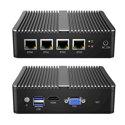 China Firewall Industriell Fanless Mini PC Appliance J4125 4 Gigabit LAN Soft Router Support PFsense zu verkaufen