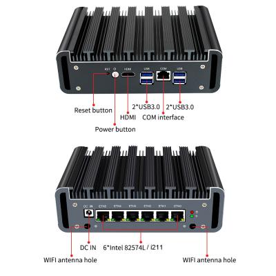 China PC com firewall PFsense, minicomputador sem ventoinha Quad Core I5-10210 I7-10510U 6 Gigabit LAN à venda
