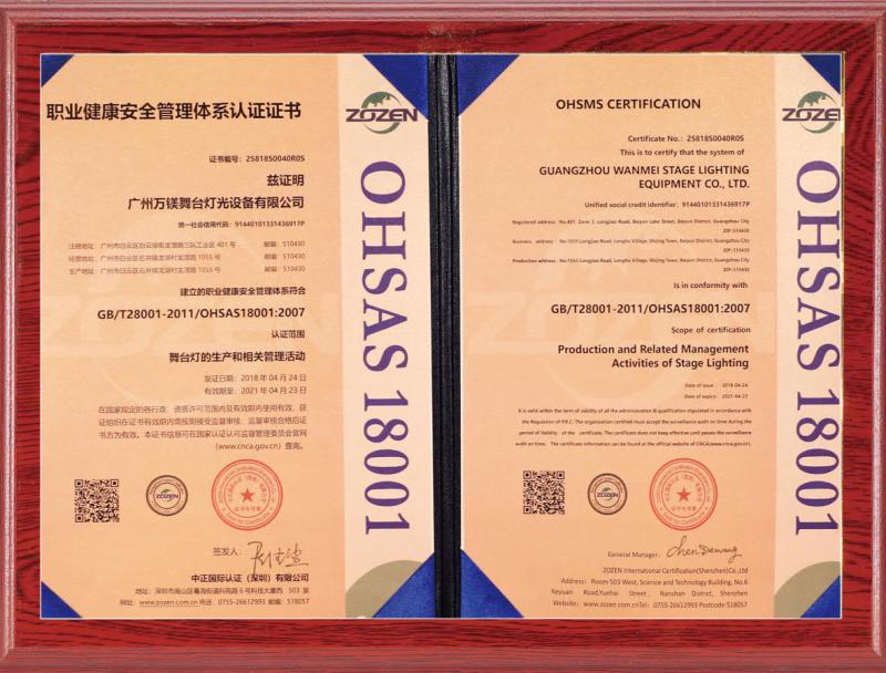 OHSAS 18001 - Guangzhou Maijunbao Audio Equipment Co. LTD