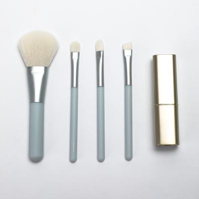 China White PBT Hair Mini Makeup Brush Set 4pcs For Travel Plastic Handle for sale