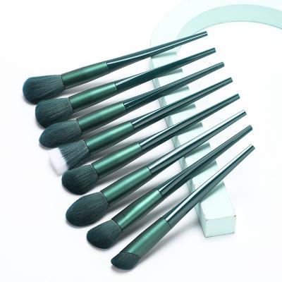 China Plating Handle Matte Green High End Makeup Brush Set 16.8cm  Total Length for sale