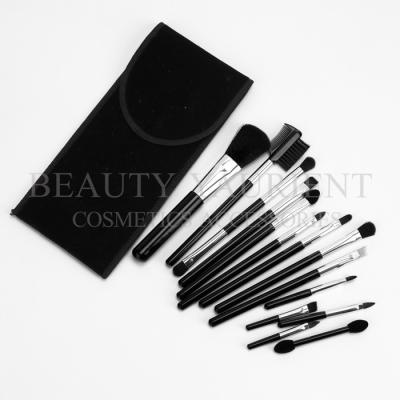 China Portable Travel Mini Makeup Brush Set 14pcs Black Handle Vegan Makeup Brushes for sale