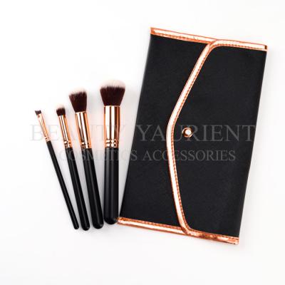 China Customized Logo 4 Piece Makeup Brush Set Private Label Face Brush With Beautiful Bag for sale