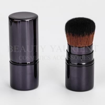 China 110mm Mini Retractable Powder Brush Aluminum Tube Portable Makeup Brush for sale