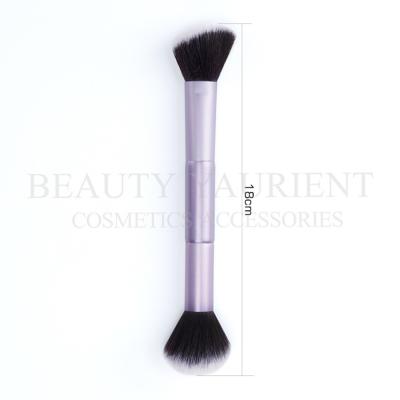China Purple Wooden FSC Handle Single Makeup Brush Double Ended Face Brush for sale