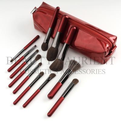 China ISO9001 Premium Private Label Red Handle Face Makeup Brush Set 13.6cm Length for sale