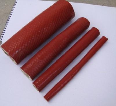 China Red Color Silicone Coated Fiberglass Sleeving , Silicone Wire Sleeve for sale
