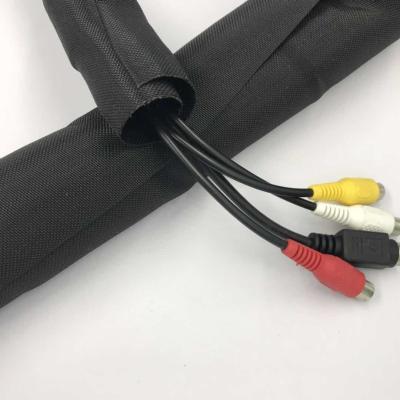 China Flexible Cable Management Protection Self Wrapping Split Braided Sleeving PET Material for sale