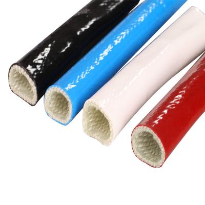 China Fire Resistance /Fireproof/heat Resistant Sleeve Fiberglass Silicone Rubber Coated Fire Sleeve for sale