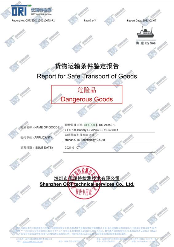 Report for safe Transport of Goods - Hunan CTS Technology Co,.ltd