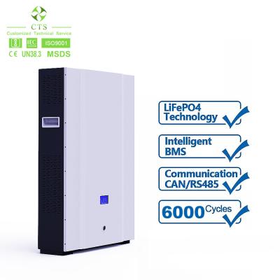 中国 家の太陽貯蔵システムのためのCTS 5kwh 10kwh Lifepo4 48V Powerwallのリチウム200AH電池の壁電池 販売のため