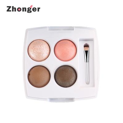 China 4 Colours Musse Baking Eyeshadow Powder Palette With Brush for sale
