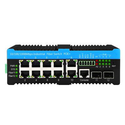 China 90w Gigabit Manageable Poe Switch Industrial 8RJ45 2SFP POE hardened ethernet switch for sale