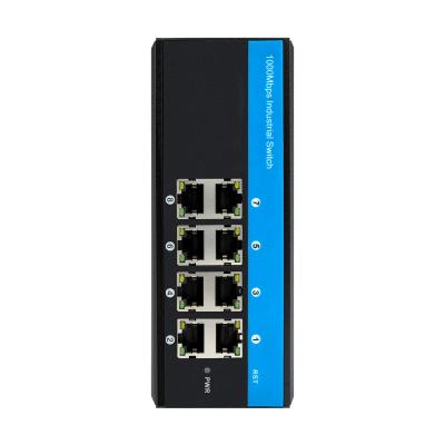 China 48V Industrial Ethernet PoE Lan Switch 8 Port 10/100/1000Mbps Din-rail for sale