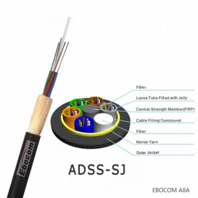 China Single mode aerial overhead outdoor ADSS 8 12 core 3km fiber optic cable for sale for sale