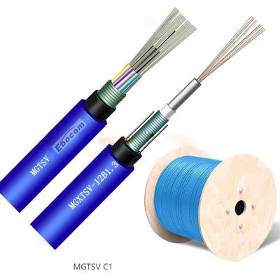 China Flame retardant MGTSV Optical Fiber Cable 144 Core SM Stranded Loose Tube Armored Mine inter-office communication for sale