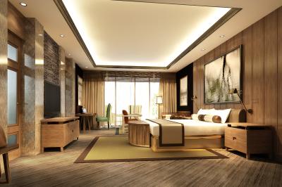 중국 재 고체 목재 목재 베니어 호텔 침실 가구는 ISO18001과 킹 사이즈 침대에서 설정합니다 판매용