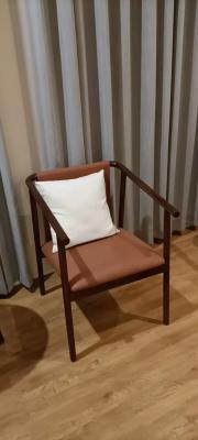 China Walnut Color Wooden Hotel Chairs Solid Wood Frame With ISO14001 for sale