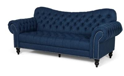 China Navy Blue Wooden Frame Hotel Room Sofa 3 Seater Tufted Sofa 2300*850*850mm for sale