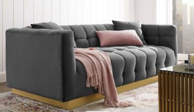China Ergonomische Ontwerp Aangepaste Grey Velvet Lounge Sofa For-Woonkamer Te koop