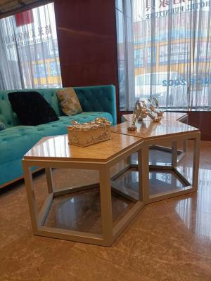 China Pentagonal Hotel Coffee Tables Metal Base Marble Top 550mm for sale