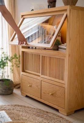 China 980mm High Hotel Wooden Storage Lockers Nordic Vintage Ash Wood With Glass Door en venta
