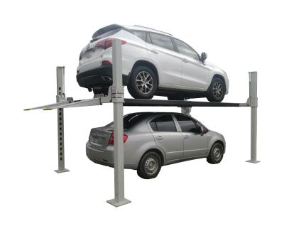 China 4 Pole Car Lift Four Post Parking Lift Electrical Lock Release 12000LBS for sale