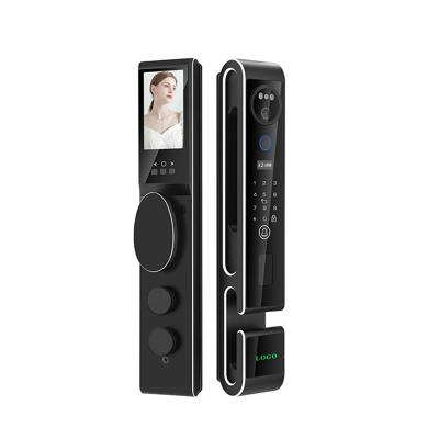 China Fechadura de porta de reconhecimento facial preto Tuya Fechadura digital de porta com interfone à venda