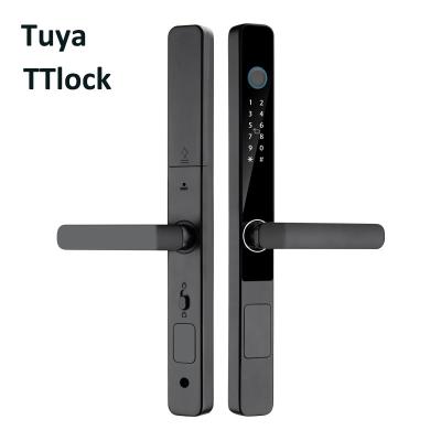 China TTlock IP65 Aluminium Door Electric Lock Tempered Glass Automated Front Door Lock for sale
