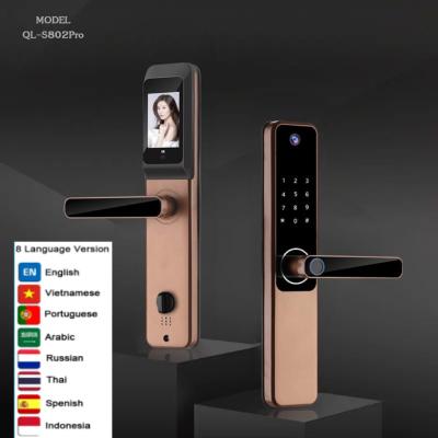 China Smart Life Cerradura de puertas de huellas digitales Rojo Bronce Tuya Video Cerradura inteligente en venta