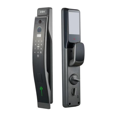 China Reconocimiento de rostro gris Cerradura de puerta inteligente Video intercomunicador Cerradura de puerta de aleación de aluminio en venta
