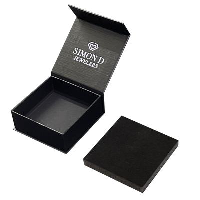 China 90*90*35mm Customized Paper Black Magnet Jewelry Box for Organization for sale